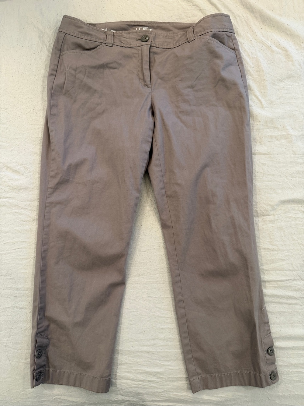 Ann Taylor women’s original Crop pants in Taupe Gray